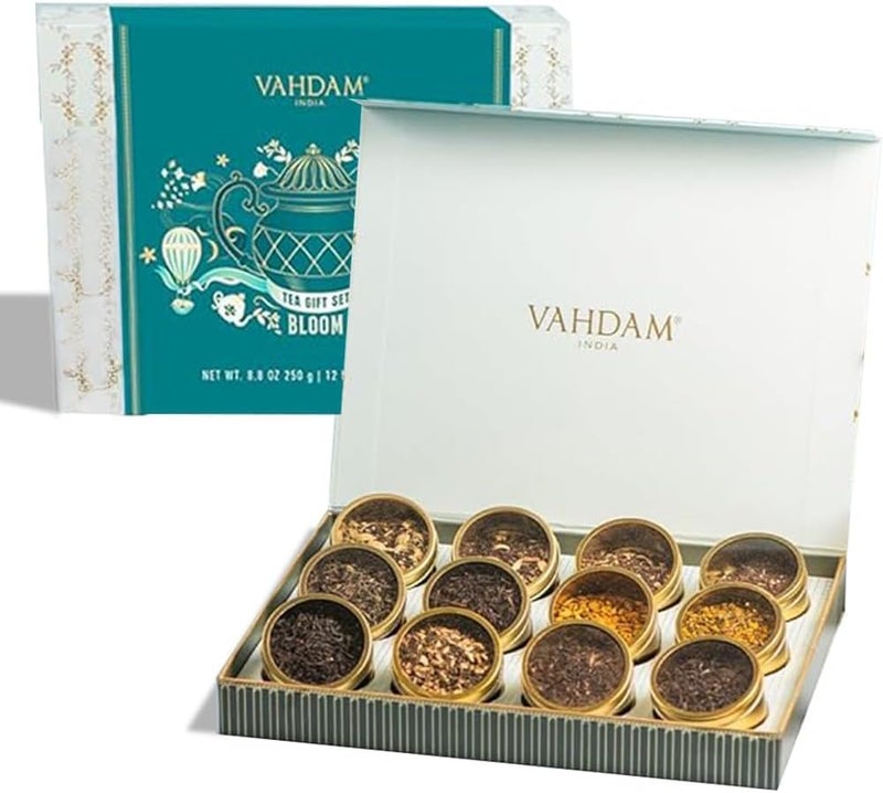 Vahdam Teas BLOOM 12 Caddy Gift Set - Assorted Loose Leaf Teas - Image 1